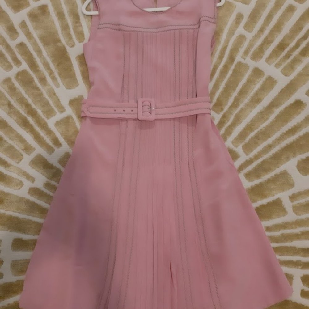 Pink Prada Summer Dress with Stitching Details Size 46 with Belt - Beautiful!